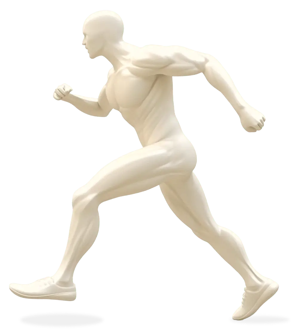 Side-profile body model highlighting seven common areas we treat